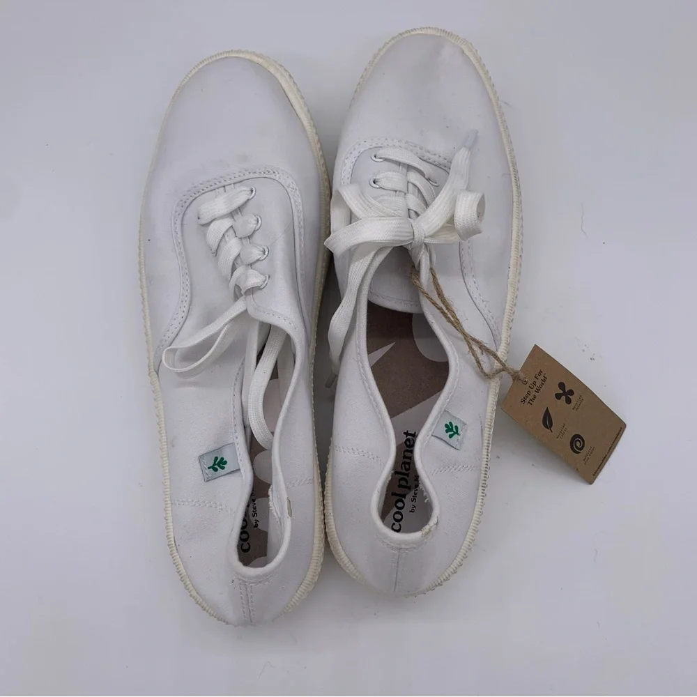 Cool Planet by Steve Madden White Shoes Stream Flatform Lace-up‎ Canvas 10 7003.